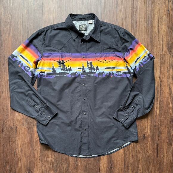 Roper Vintage Western Shirt Sunset Wildlife Print Men’s XL - Picture 1 of 5